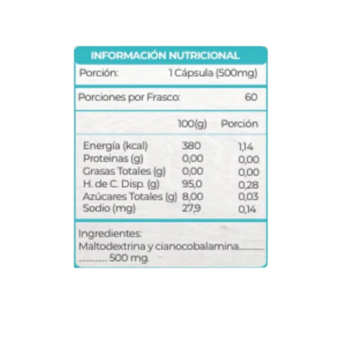 Vitamina B12 500mg 60 Cápsulas - Health Natural