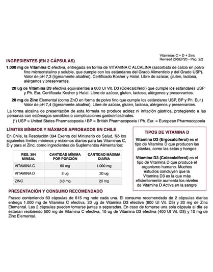 Vitaminas C + D + Zinc – Refuerzo Inmune y Salud Ósea | Vital & Young