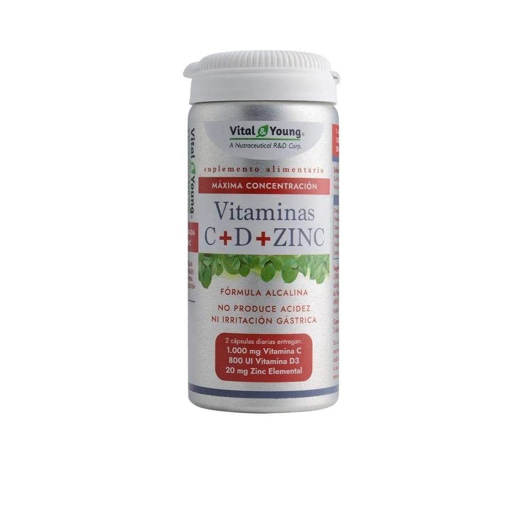 Vitaminas C + D + Zinc – Refuerzo Inmune y Salud Ósea | Vital & Young